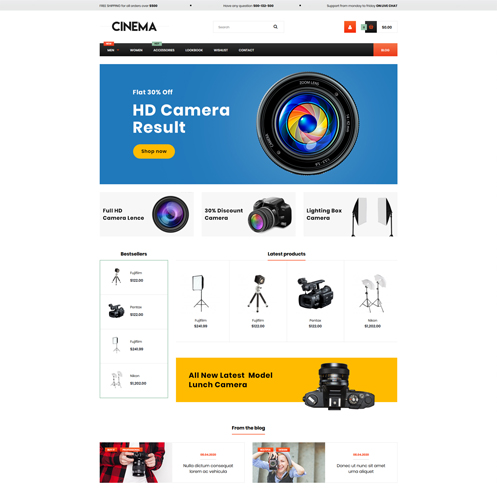 Cinema Camera Responsive Opencart 3.x Theme